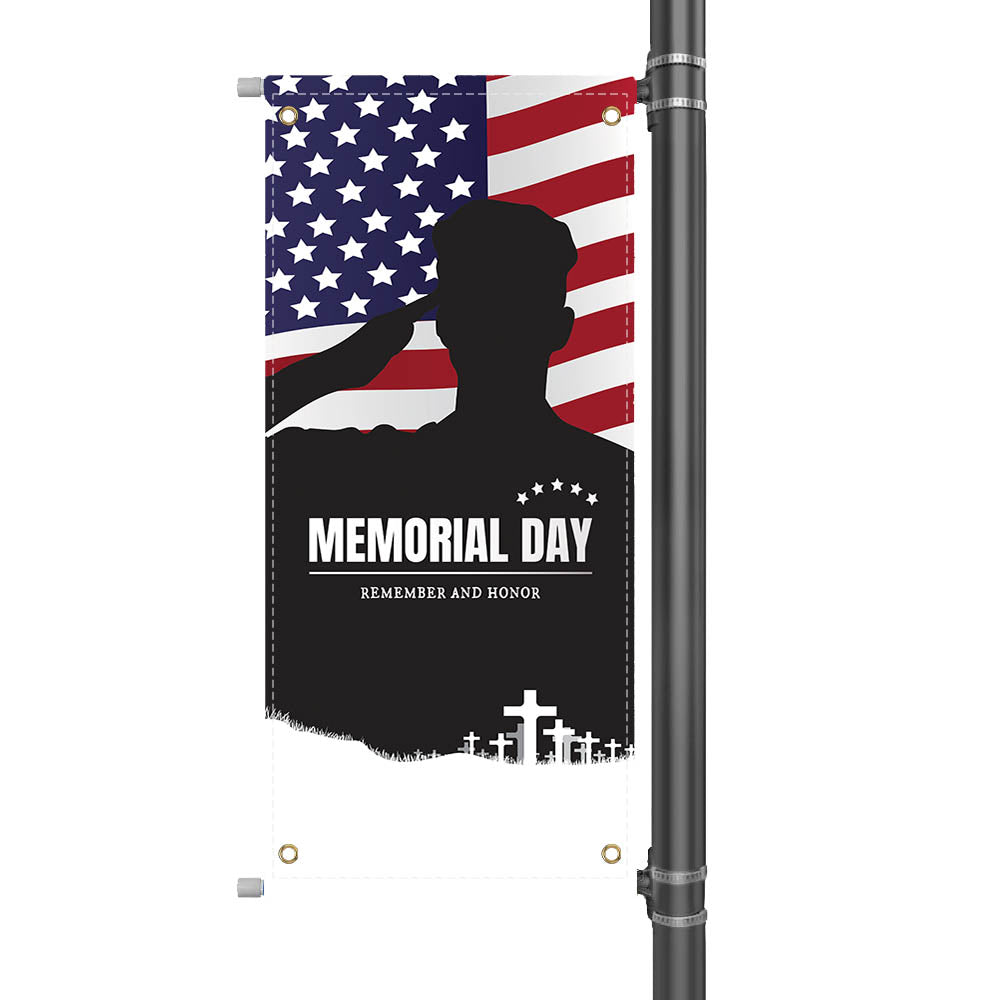 18" Memorial Day Light Pole Banner A